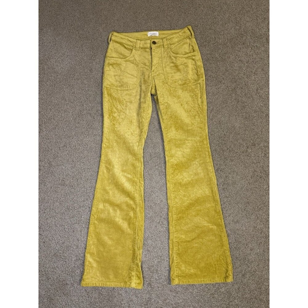 PILCRO Mustard Flare Corduroy Low Rise Jeans Pants Hippie Boho Y2k 27x30.5